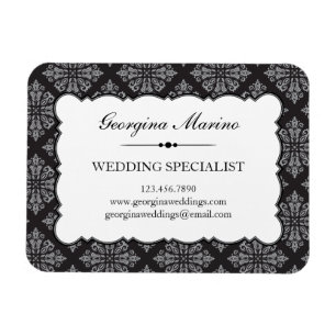 Elegant Damask Professional Business Magnet