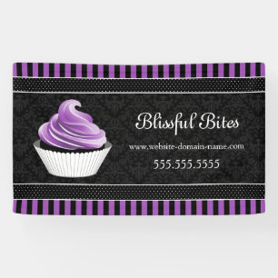 Elegant Damask Purple Cupcake Banner