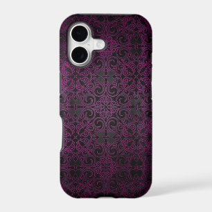 Elegant Damask Purple Fade to Black Shimmer