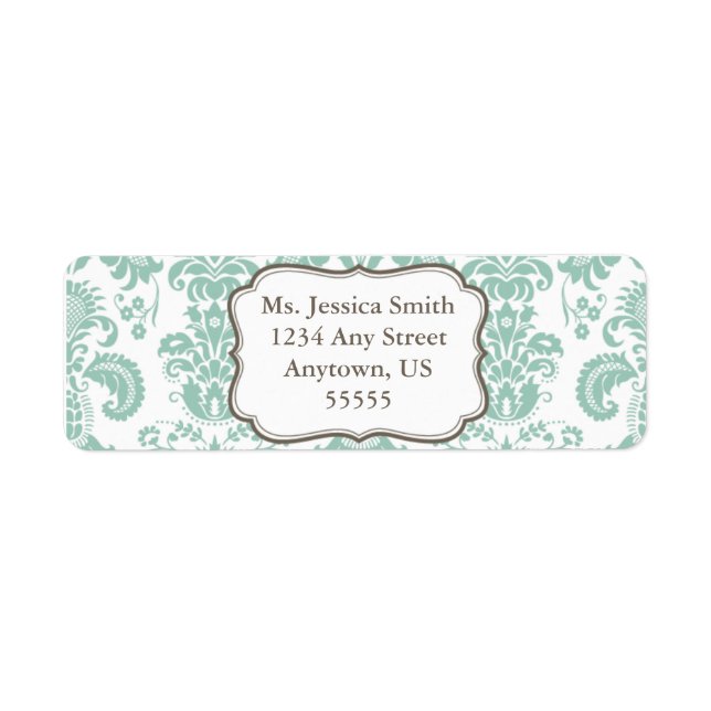 Elegant Damask Return Address Label (Front)