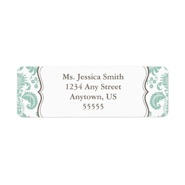 Elegant Damask Return Address Label (Front)