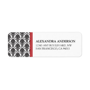 Elegant Damask Return Address Label (red)