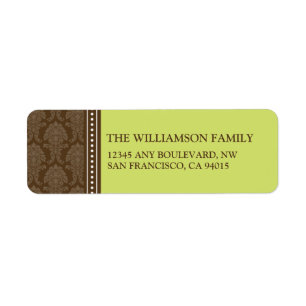 Elegant Damask Return Address Labels (lime)
