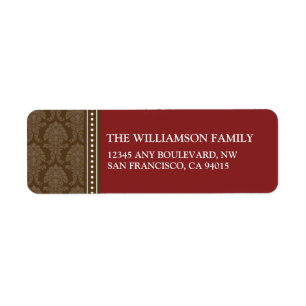 Elegant Damask Return Address Labels (maroon)