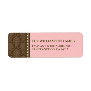 Elegant Damask Return Address Labels (pink)