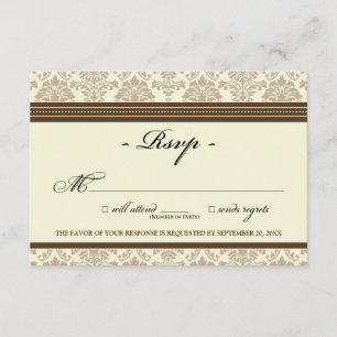 Elegant Damask RSVP Card (chocolate/cream)