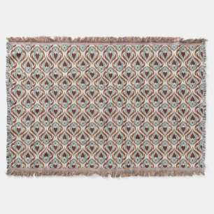 Elegant damask style - teal & brown colour throw blanket