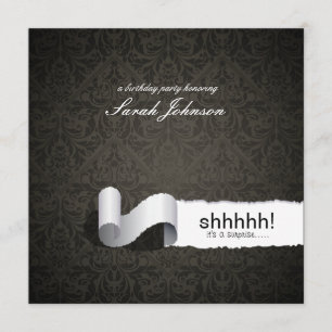Elegant Damask Surprise Birthday Party Invitation
