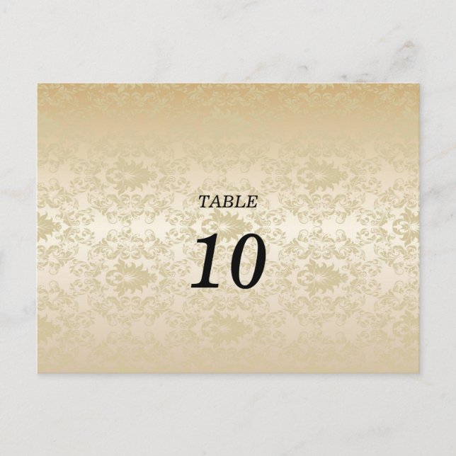 Elegant Damask Table Number Postcard (Front)