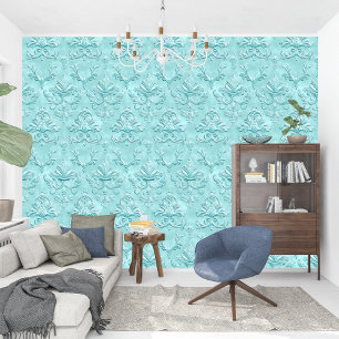 Elegant Damask Turquoise Baroque Wallpaper