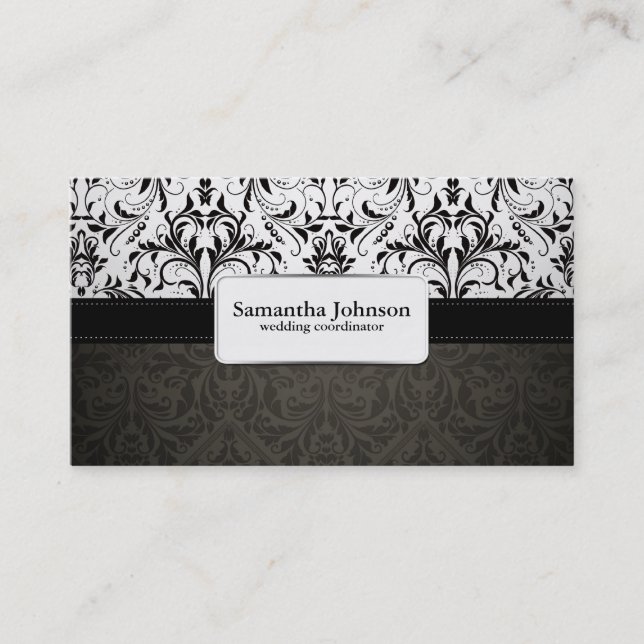 Elegant Damask Wedding Coordinator Business Cards (Front)