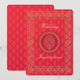 Elegant Damask Wedding - Invitation Card