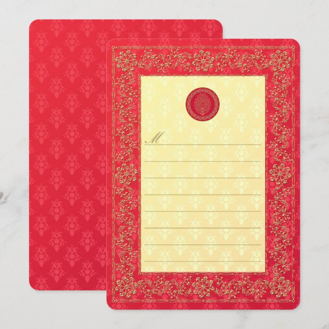 Elegant Damask Wedding - Invitation / Notecard (Front/Back)