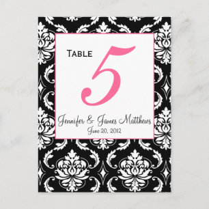 Elegant Damask Wedding Table Number Card