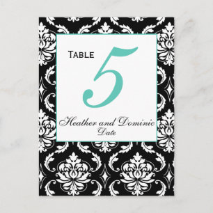Elegant Damask Wedding Table Number Card 5