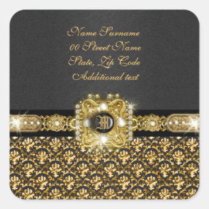 Elegant damask "we've moved" "new address" square sticker