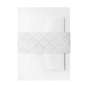 Elegant Damask White Wedding  Invitation Belly Band