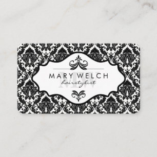 Elegant Damask with Monogram (appointment card) Appointment Card