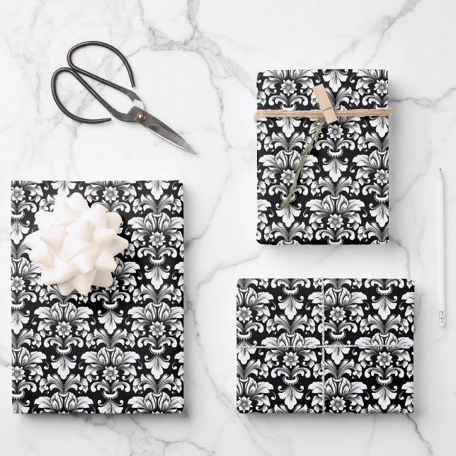 Elegant damask Wrapping Paper Flat Sheet Set of 3 (Creator Uploaded)