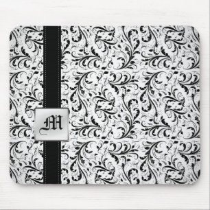 Elegant Damasked Monogram Mouse Pads