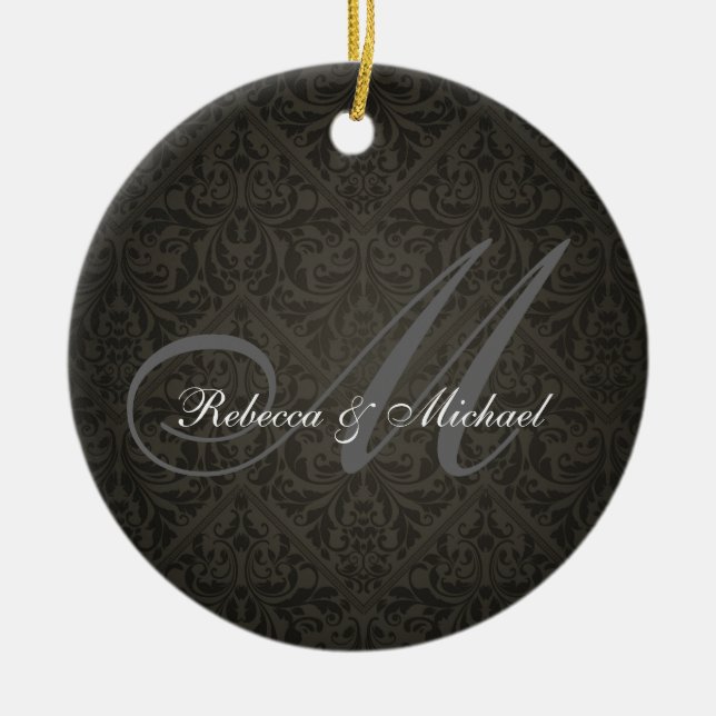 Elegant Damasked Monogram Ornament (Front)