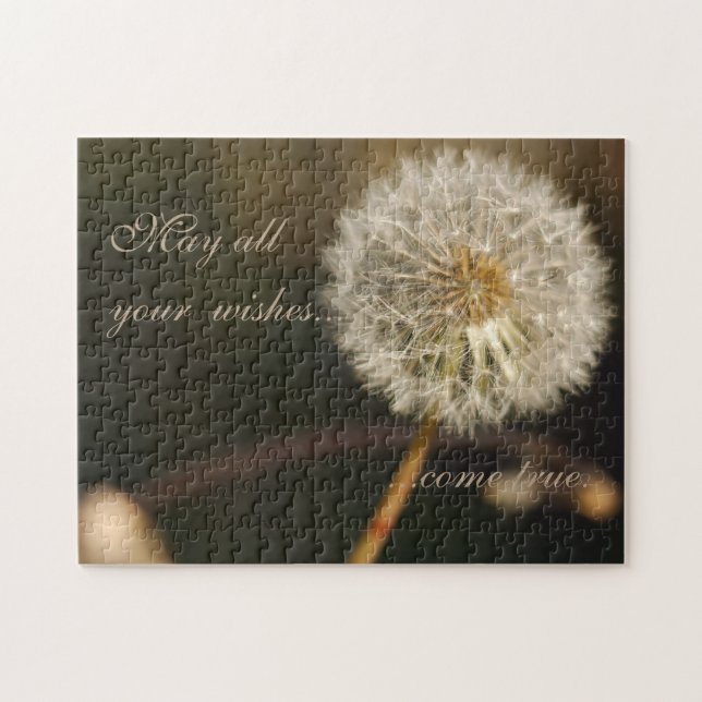 Elegant Dandelion Flower & Wish Quote Jigsaw Puzzle (Horizontal)