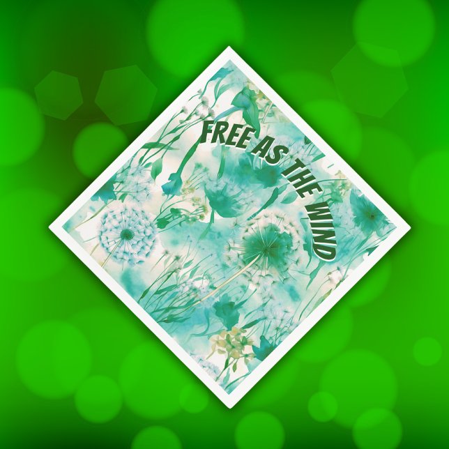 Elegant Dandelion Monogram Green and White | Napkin (Creator Uploaded)