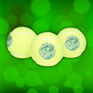 Elegant Dandelion Monogram Green and White   Tennis Balls
