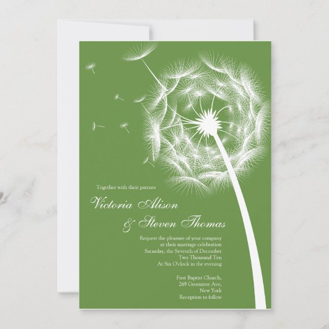 Elegant Dandelion wedding invitation (Front)