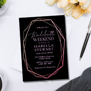 Elegant Dark Aesthetic Chic Geometric Bachelorette Invitation