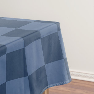 Elegant Dark and Light Blue Chequerboard Pattern Tablecloth