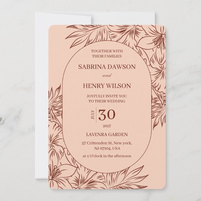 Elegant,Dark and Light Colour Wedding  Invitation (Back)