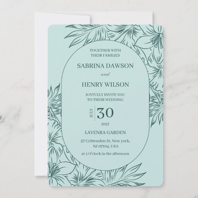 Elegant,Dark and Light Colour Wedding  Invitation (Back)