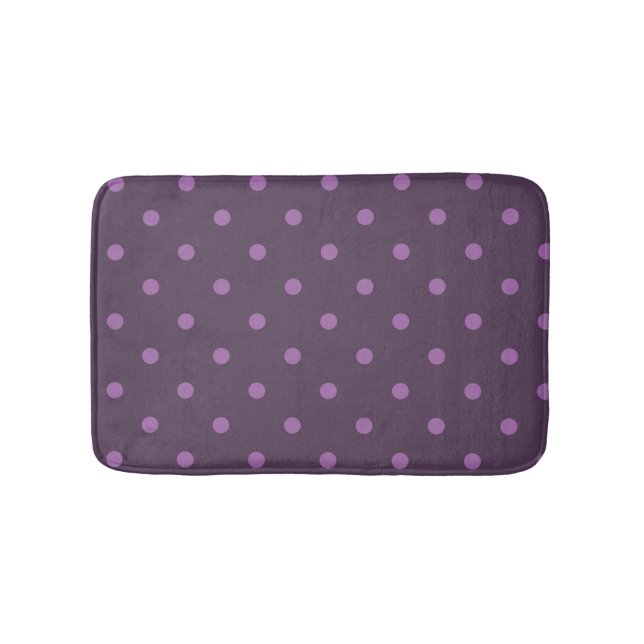 elegant dark and light purple polka dots bath mat (Front)