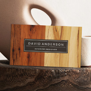 Elegant Dark and Light Wood Grain Look Business Card