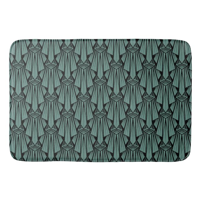 Elegant dark art deco abstract geometric elements bath mat (Front)