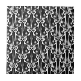Elegant dark art deco abstract geometric elements ceramic tile