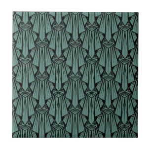 Elegant dark art deco abstract geometric elements ceramic tile
