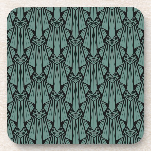 Elegant dark art deco abstract geometric elements coaster (Front)