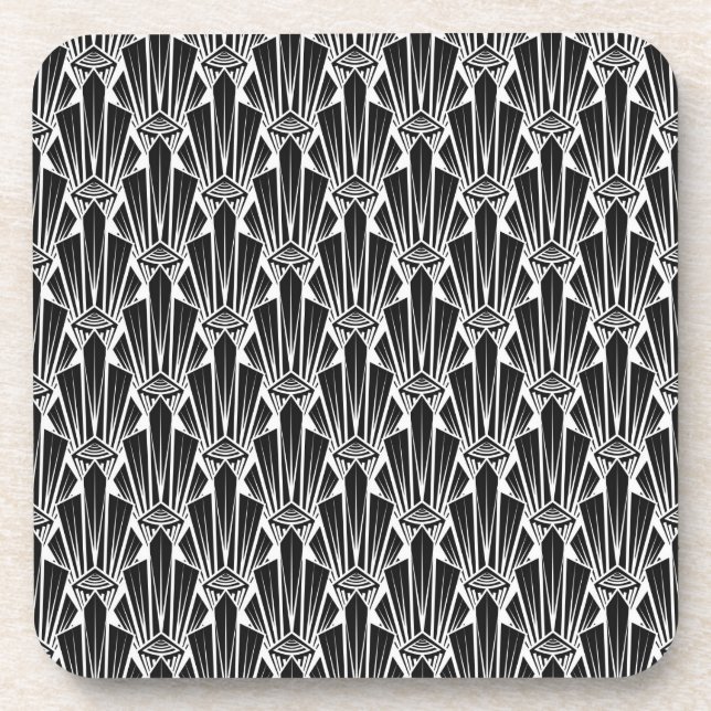Elegant dark art deco abstract geometric elements coaster (Front)