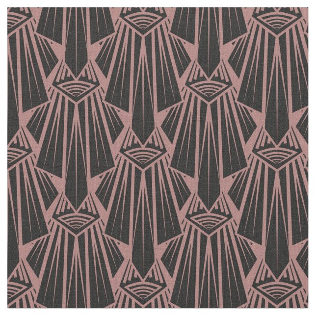 Elegant dark art deco abstract geometric elements fabric (Close Up)