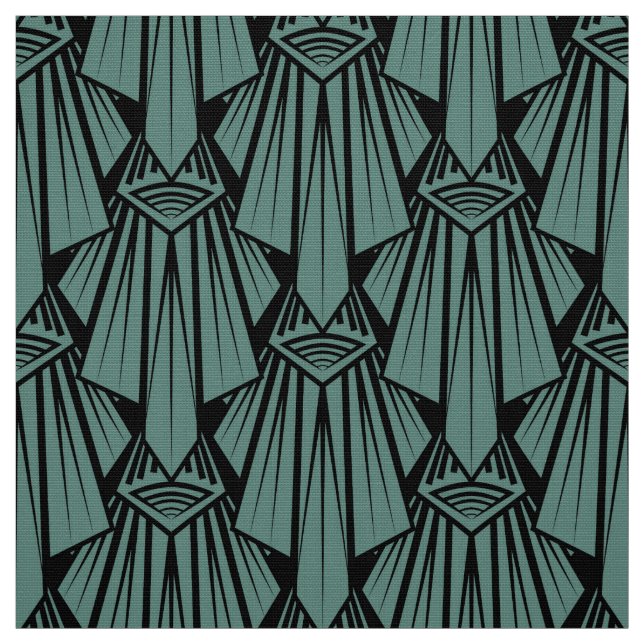 Elegant dark art deco abstract geometric elements fabric (Swatch)