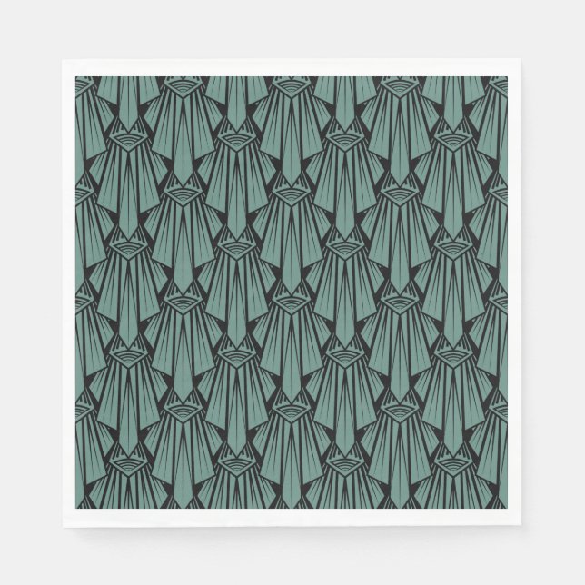 Elegant dark art deco abstract geometric elements  napkin (Front)