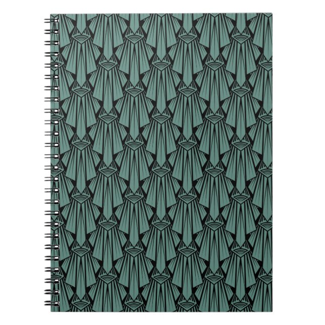 Elegant dark art deco abstract geometric elements  notebook (Front)