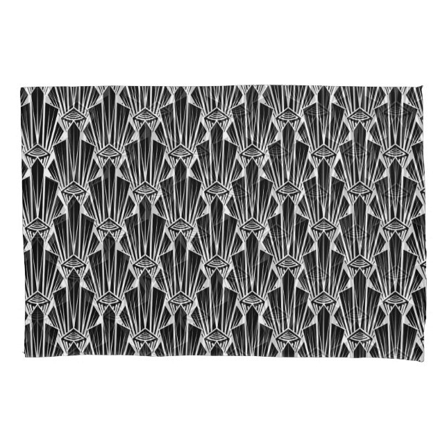Elegant dark art deco abstract geometric elements pillowcase (Front)