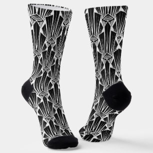 Elegant dark art deco abstract geometric elements socks