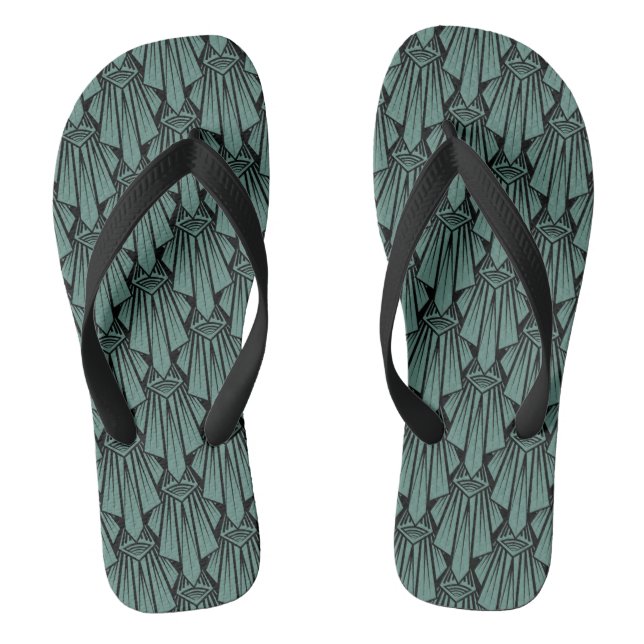 Elegant dark art deco abstract geometric elements  thongs (Footbed)