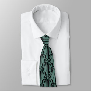 Elegant dark art deco abstract geometric elements tie
