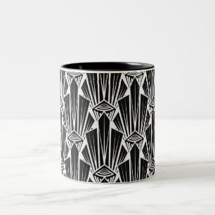 Elegant dark art deco abstract geometric elements Two-Tone coffee mug