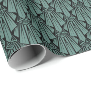 Elegant dark art deco abstract geometric elements  wrapping paper